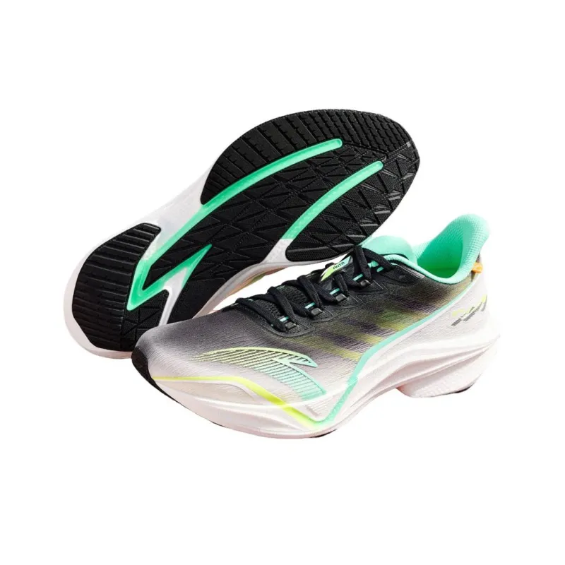Anta MACH 5.0 Anti Slip Wear Resistant Low Top Casual Running Shoes Men's Black White Green-3