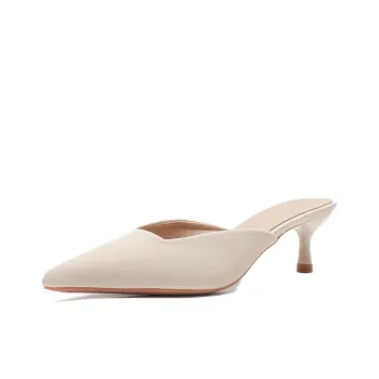 City Camel Rubber Sole Slip Resistant Closed Toe Slippers Women's Ecru