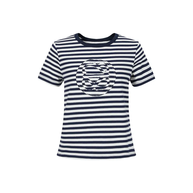 JZ. ANNAKRO T Shirts Women's Dark Blue Stripe-0
