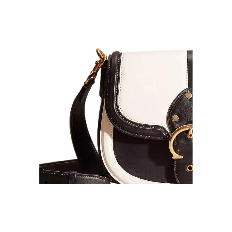 COACH Beat Glove Tanning Saddle Bag Crossbody Bag Shoulder Bag Women's Brass & Black-4