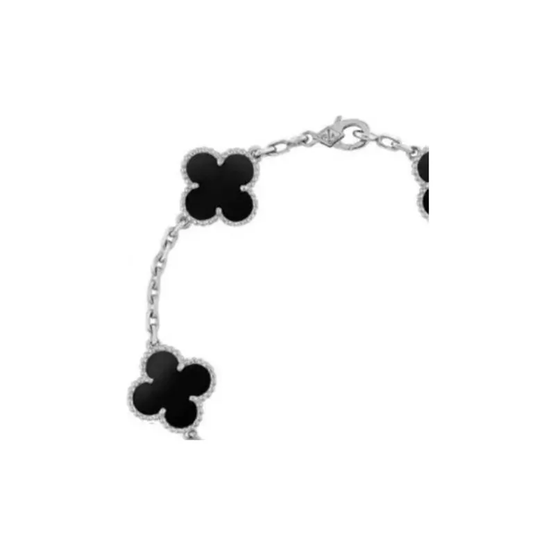 Van Cleef & Arpels Black Agate White Gold 18K White Gold Bracelets Women's Black-1
