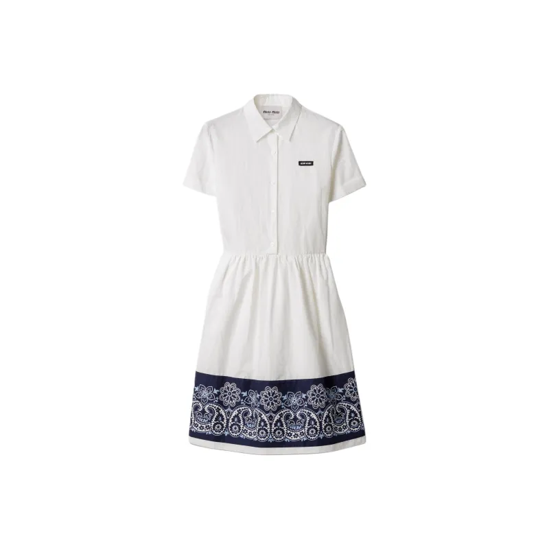MIU MIU Bandana print Poplin Midi Dress-0