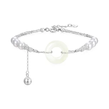 KADER Bracelets Pale Greenish White Jade Women's
