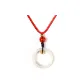 White Jade and Gold Bead Running Ring-Red String