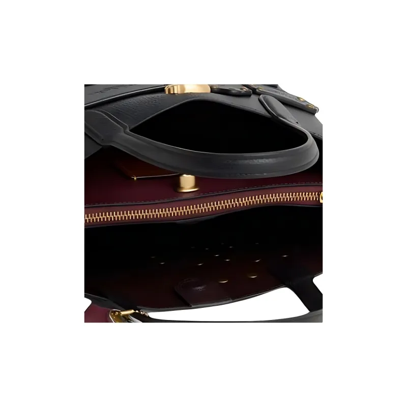 COACH Willow Polished Pebbled Leather Tote Bag, Shopping Bag, One Shoulder Handbag Medium Size Women's Black-4
