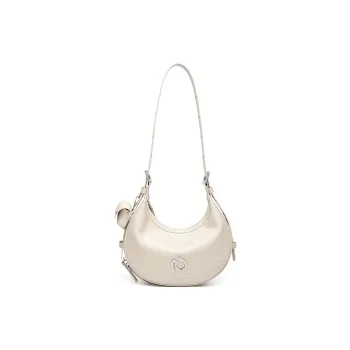 CNOLES Cow Leather Shoulder Bag, Crossbody Bag Regular Women's Cream White