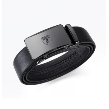 Automobili Lamborghini Cow Leather Belts Men's Width 3.5cm Gift Box Set