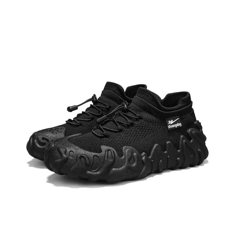 Binary Shoe Liner Cushioning, Lightweight, Breathable, Slip Resistant Low Top Chunky Sneakers Men's Black-2