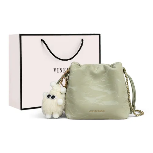 VINEY Cow Leather Shoulder Bag, Crossbody Bag, Bucket Bag Regular Women's Green