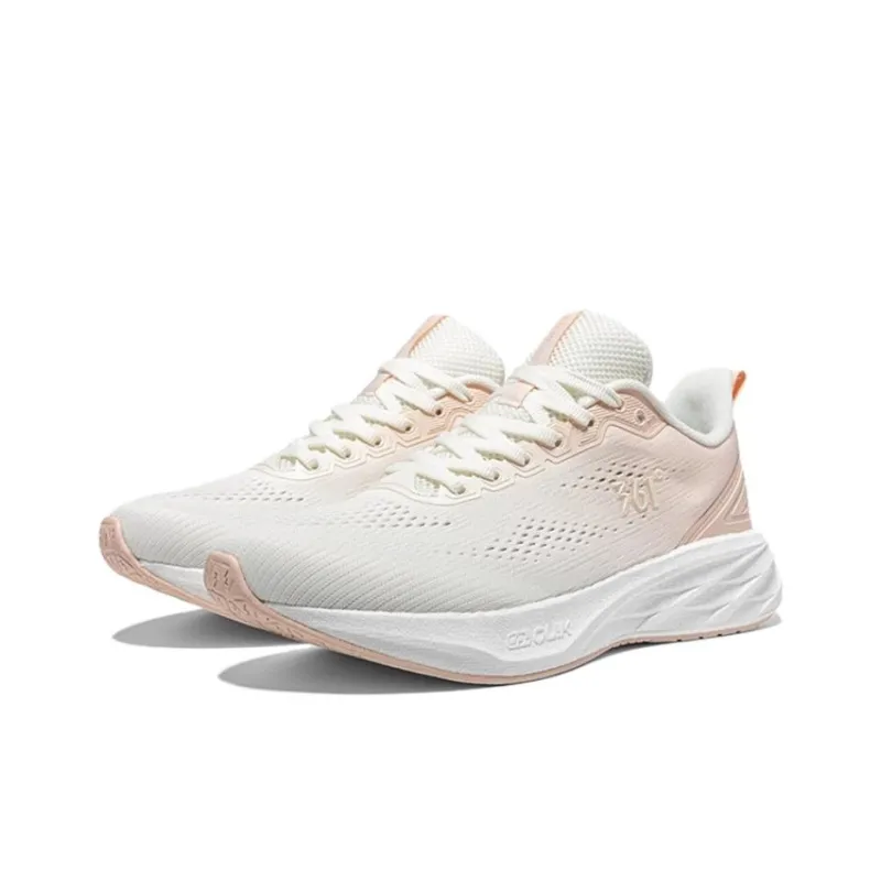 361° Abrasion Resistant Slip Resistant Low Top Casual Sprint Running Shoes Women's White Pink-2
