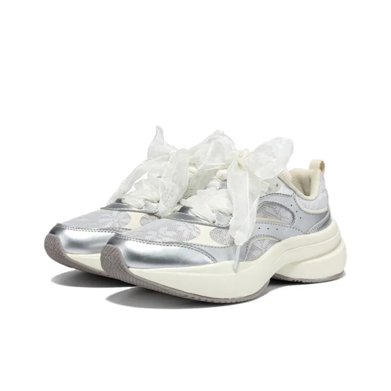 361° Breathable Lightweight Coverage Low Top Casual Shoes Women's Silver Beige-2