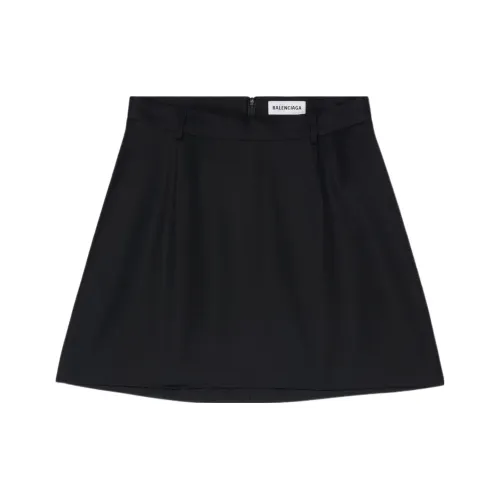 Balenciaga Women's Virgin Wool Twill Large Fit Mini Skirt Black