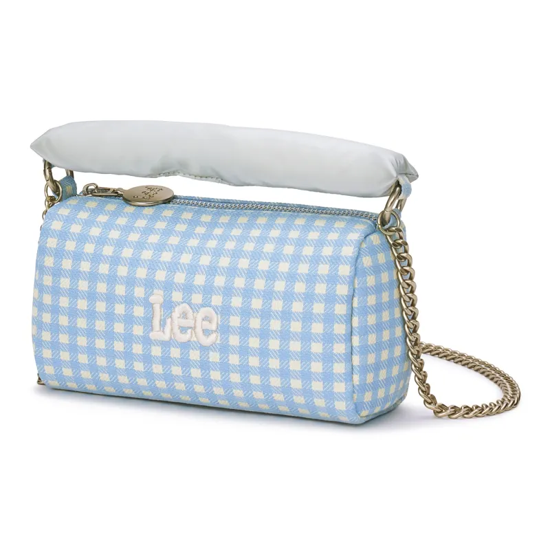 Lee Fabric Shoulder Bag, Crossbody Bag, Handbag Large Size Women's Blue Plaid-3