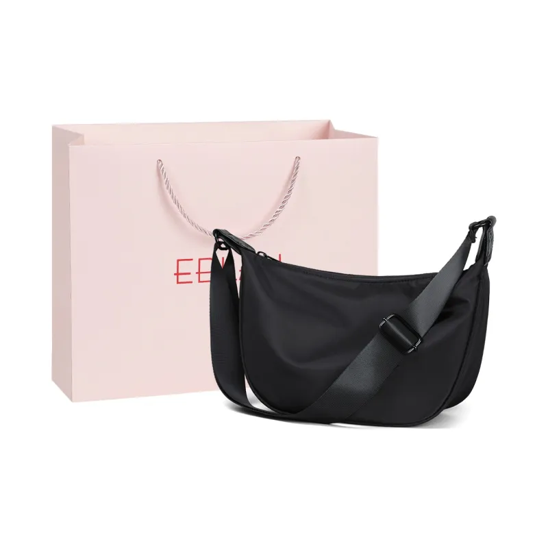 EBLAN Fabric Shoulder Bag, Crossbody Bag, Dumpling Bag Regular Women's Black-0