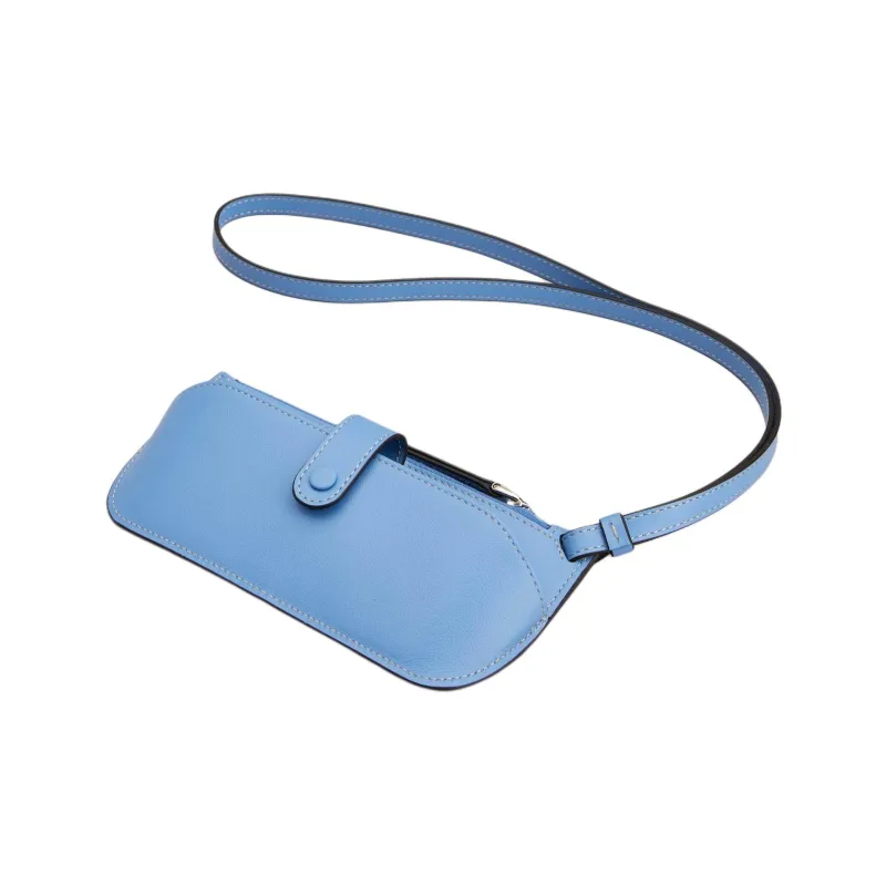TOD'S Calfskin Eyeglass Pouch Trumpets Unisex Blue-1