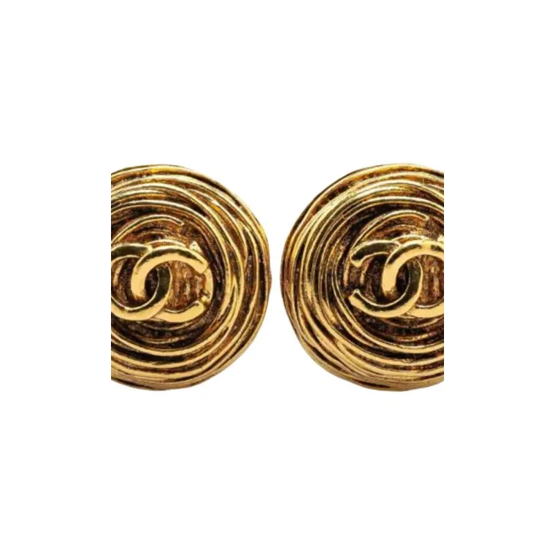 CHANEL 1994 Plated Cc Round Clip On Earrings Costume Earrings-1