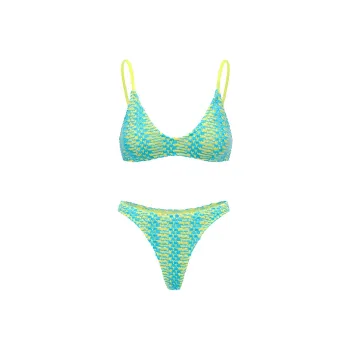 YUKARI SWIM Two Piece Swimsuit Women's Blue & Yellow
