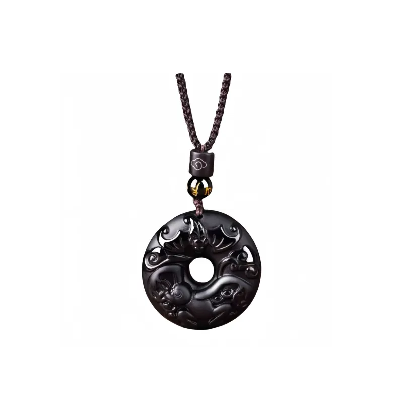 Stone On The Line Obsidian Pendants Unisex-11
