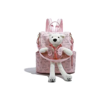 NOISY TEDDY PVC Backpack Regular Women's Light Pink/Brown/Apricot
