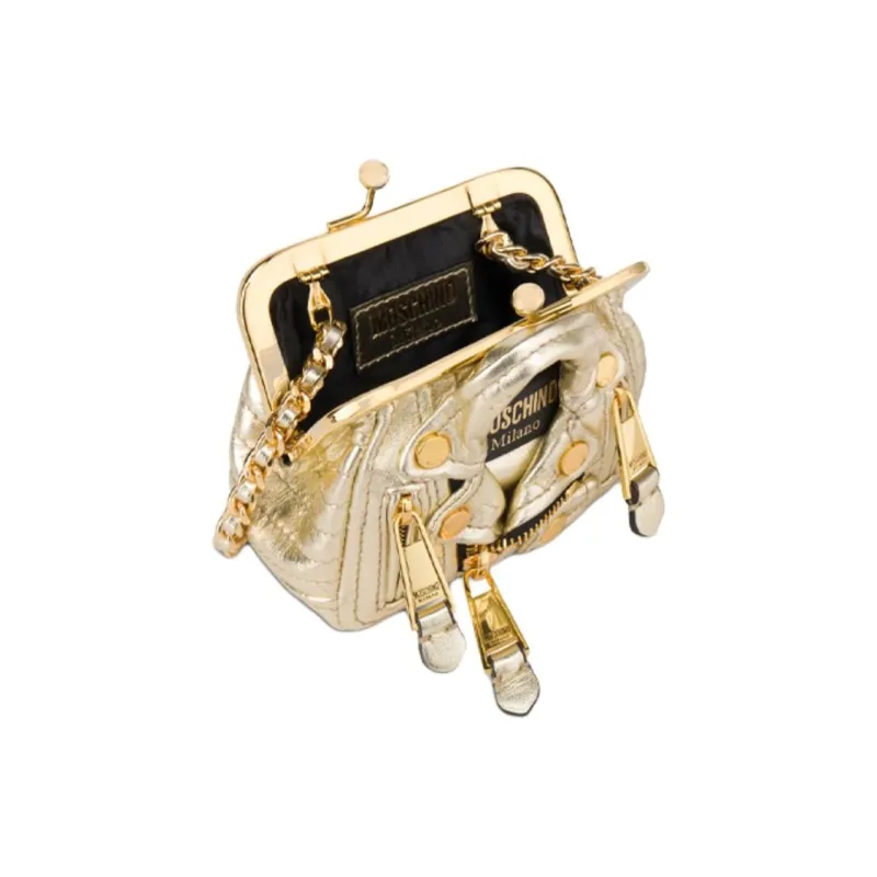 MOSCHINO Sheepskin Shoulder Bag Crossbody Bag Mini Women's Gold-2