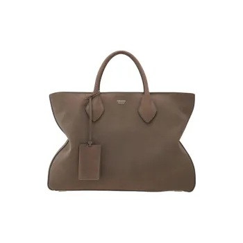 FERRAGAMO Cow Leather Tote Bag Shopping Bag Handbag Large Size Men's Coffee