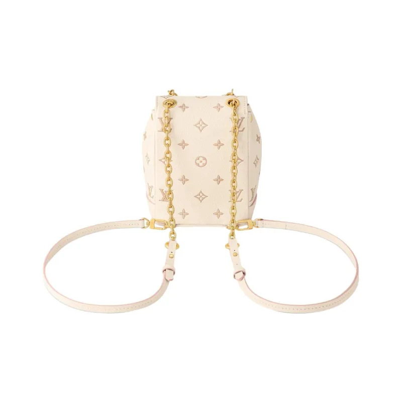 LOUIS VUITTON Embossed Grain Cow Leather Backpack Women's Beige-2