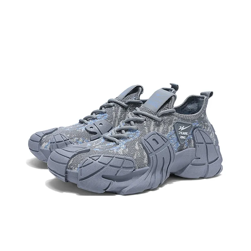 Binary Lightweight, Breathable, And Slip Resistant Low Top Chunky Sneakers Men's Gray-2