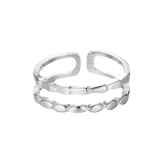 Regalrose 925 Sterling Silver Double Layer Line Ring Women's-0