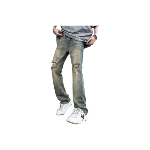 HEIYIXIANSHENG Jeans Unisex Vintage Blue