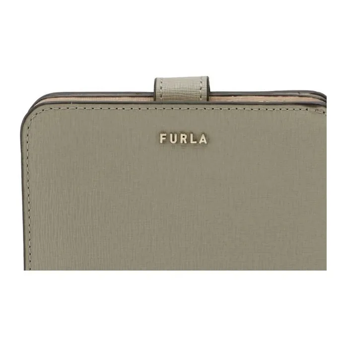 Furla Babylon Embossed Calfskin Wallet Small Size Women's Greige-4