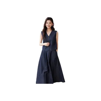 Yi Mengyuan Skirt Set Women's Denim Blue