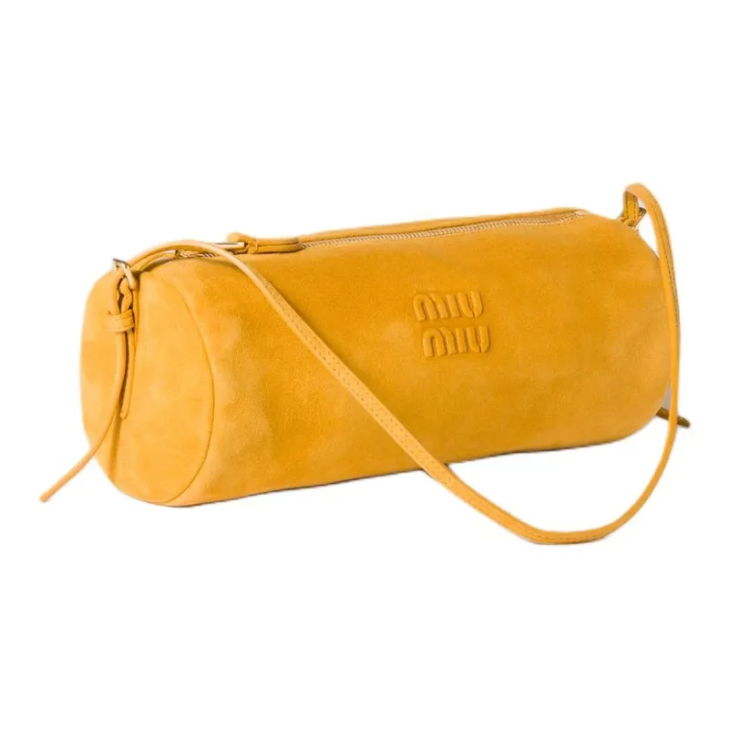 MIU MIU Sheepskin Shoulder Bag Trumpets Women's Mustard Yellow-1