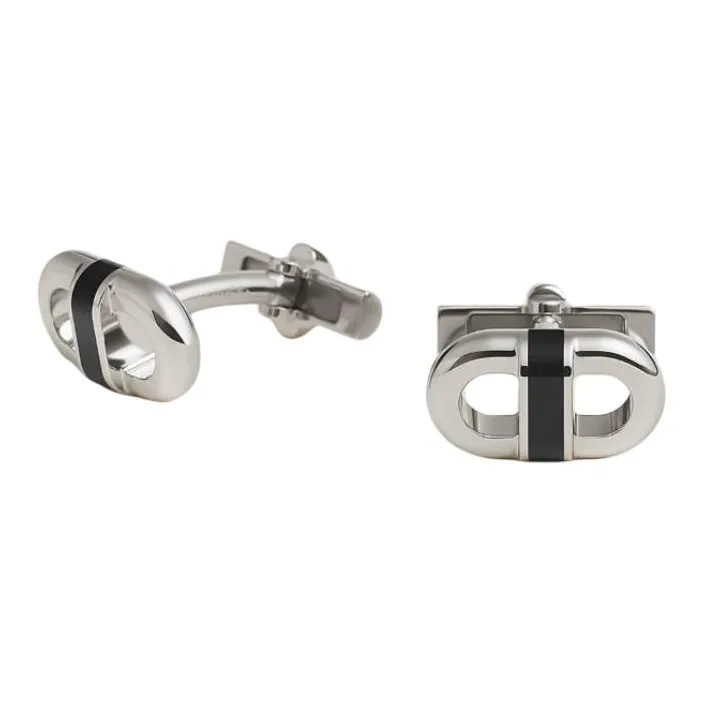 HERMES Palladium Plated Metal Cufflinks Men's Silver-0