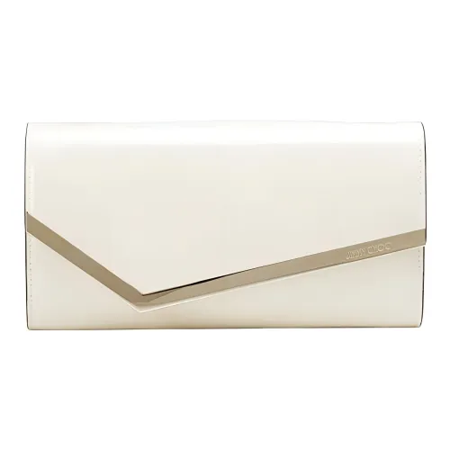 Jimmy Choo Patent Leather One Shoulder Crossbody Clutch Women's Latte & Light Gold
