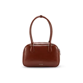 Soullight Cow Split Leather Boston Bag, Shoulder Bag, Crossbody Bag, Handbag Medium Size Women's Brown