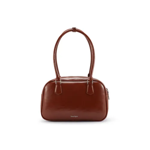 Soullight Cow Split Leather Boston Bag, Shoulder Bag, Crossbody Bag, Handbag Medium Size Women's Brown