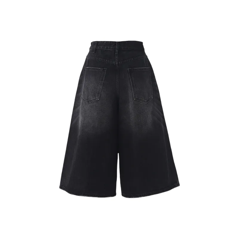 ZXZA Denim Shorts Women's Black Gray-1