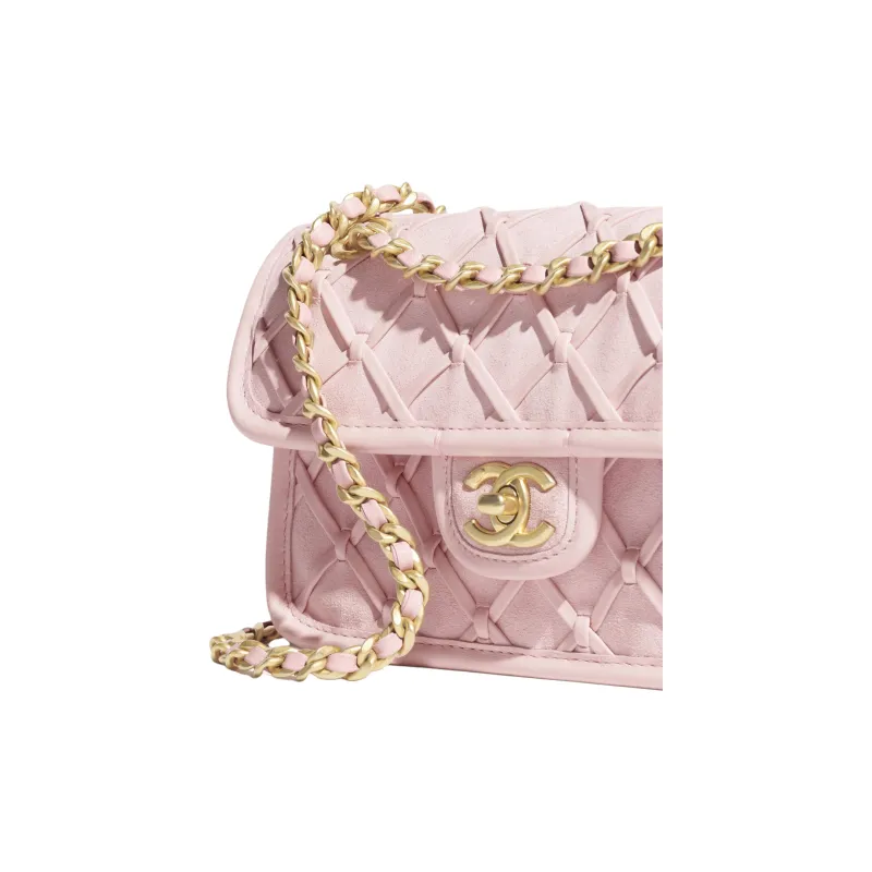 CHANEL Calfskin Shoulder Bag Mini Women's Light Pink Red-3