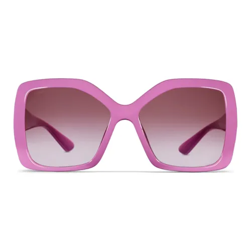 GUCCI Injection Molded Enamel Irregular Shape Sunglasses Women's Pink