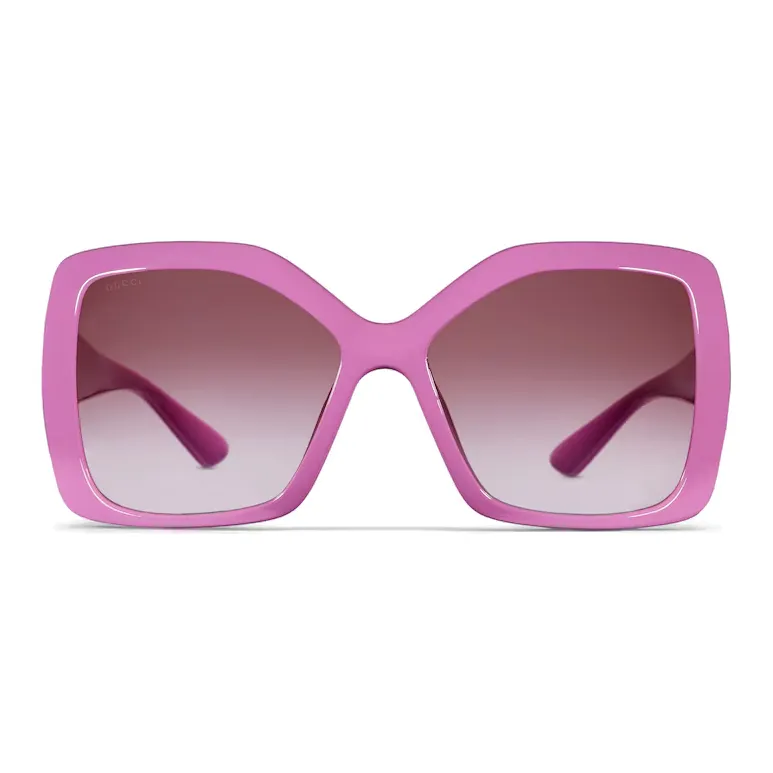 GUCCI Injection Molded Enamel Irregular Shape Sunglasses Women's Pink-0