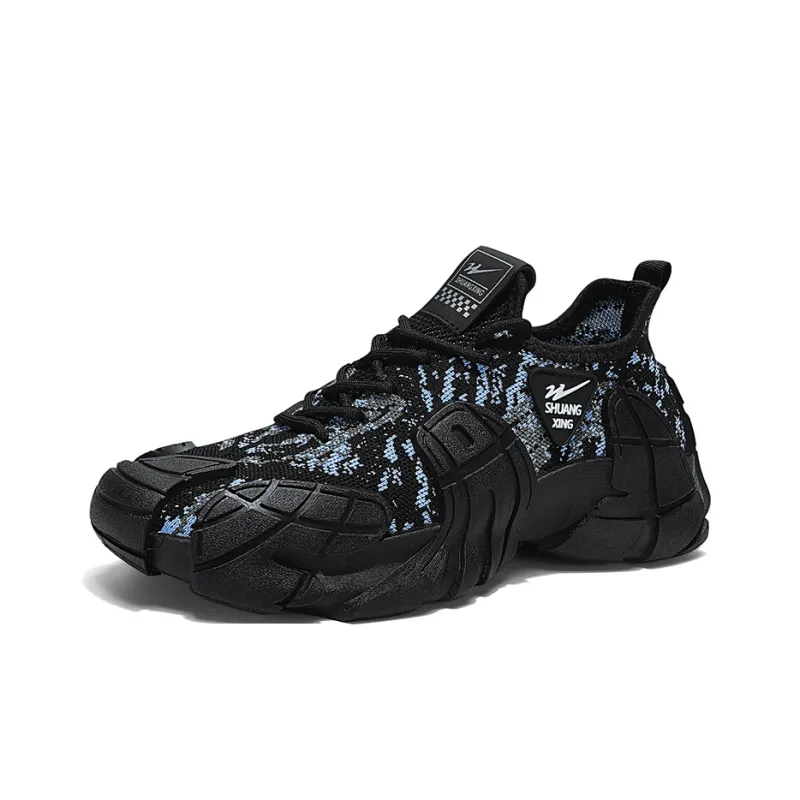 Binary Lightweight, Breathable, And Slip Resistant Low Top Chunky Sneakers Men's Black-5