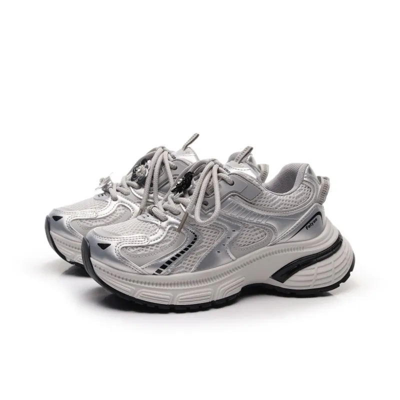 Feiyue Girly Heart Series Anti Slip And Wear Resistant Height Increasing Low Top Casual Shoes Women's Silver-1