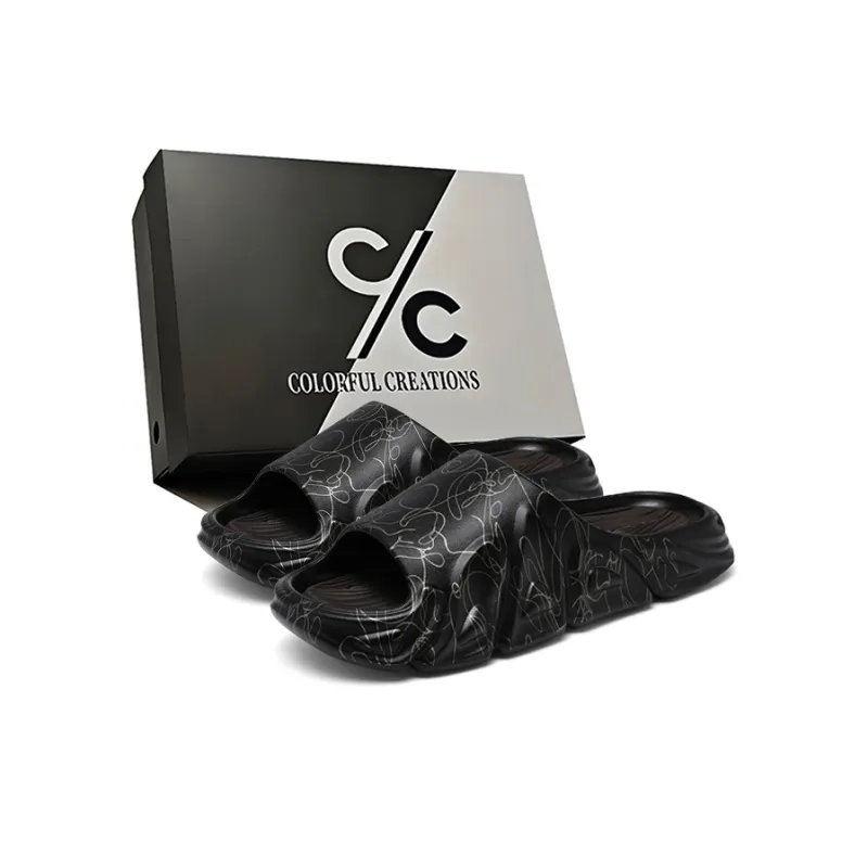 Colorful Creations Quiet Slip Resistant Abrasion Resistant Slide Slippers Men's Box-4