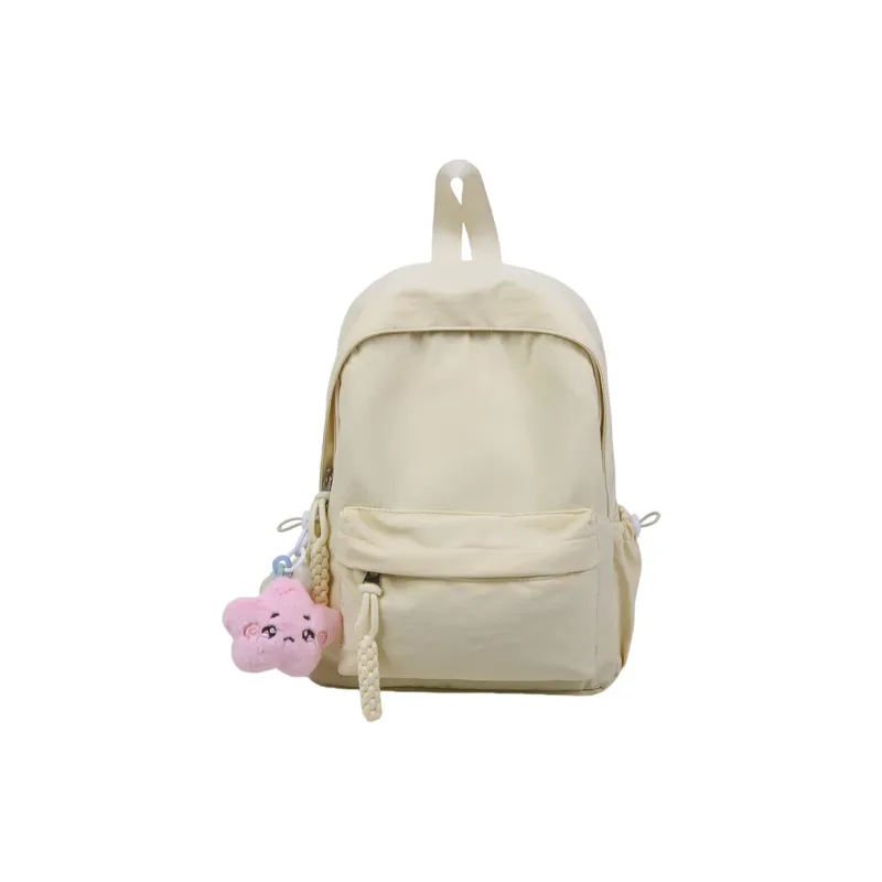 Yalu Nylon Backpack Unisex Black/Ecru/Green/Blue/Pink/Gray/Purple-12