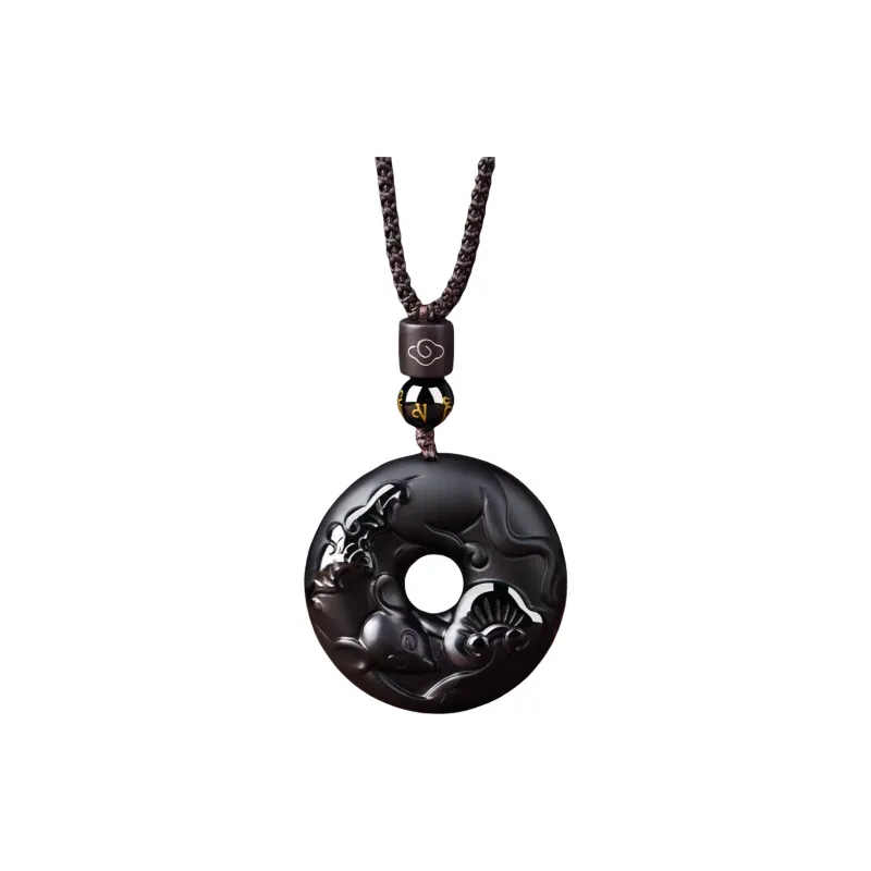 Stone On The Line Obsidian Pendants Unisex-0