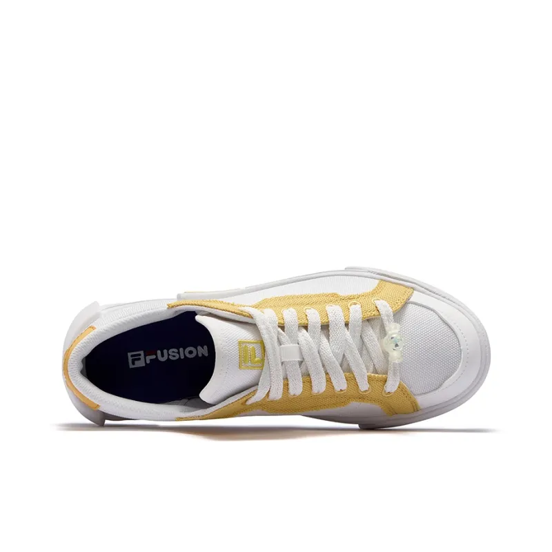 FILA FUSION POP Low Top Skateboard Shoes Women's White Yellow-2