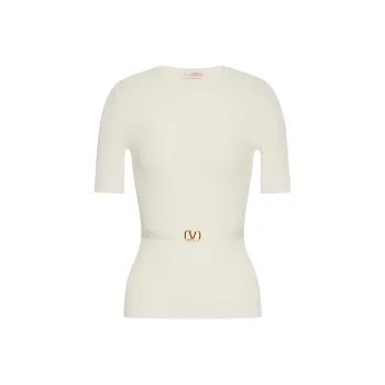 Valentino Logo Plaque Short Sleeved Jumper