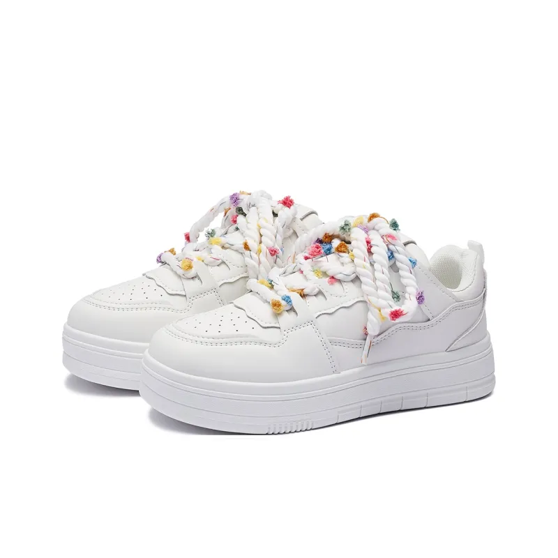 VKOI 1999 Wear resistant And Lightweight Low Top Skateboard Shoes Women's White-3