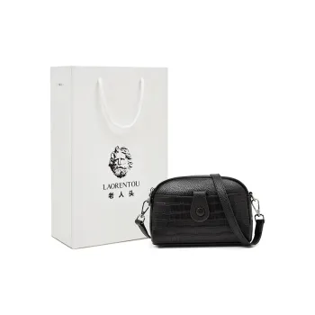 Old Man's Head Cow Leather Shoulder Bag, Crossbody Bag Women's Black