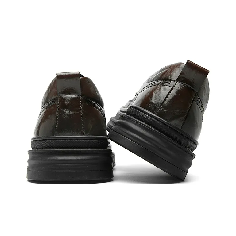 SEPTWOLVES Men's Casual Shoes Men Low Top Black/Brown-5